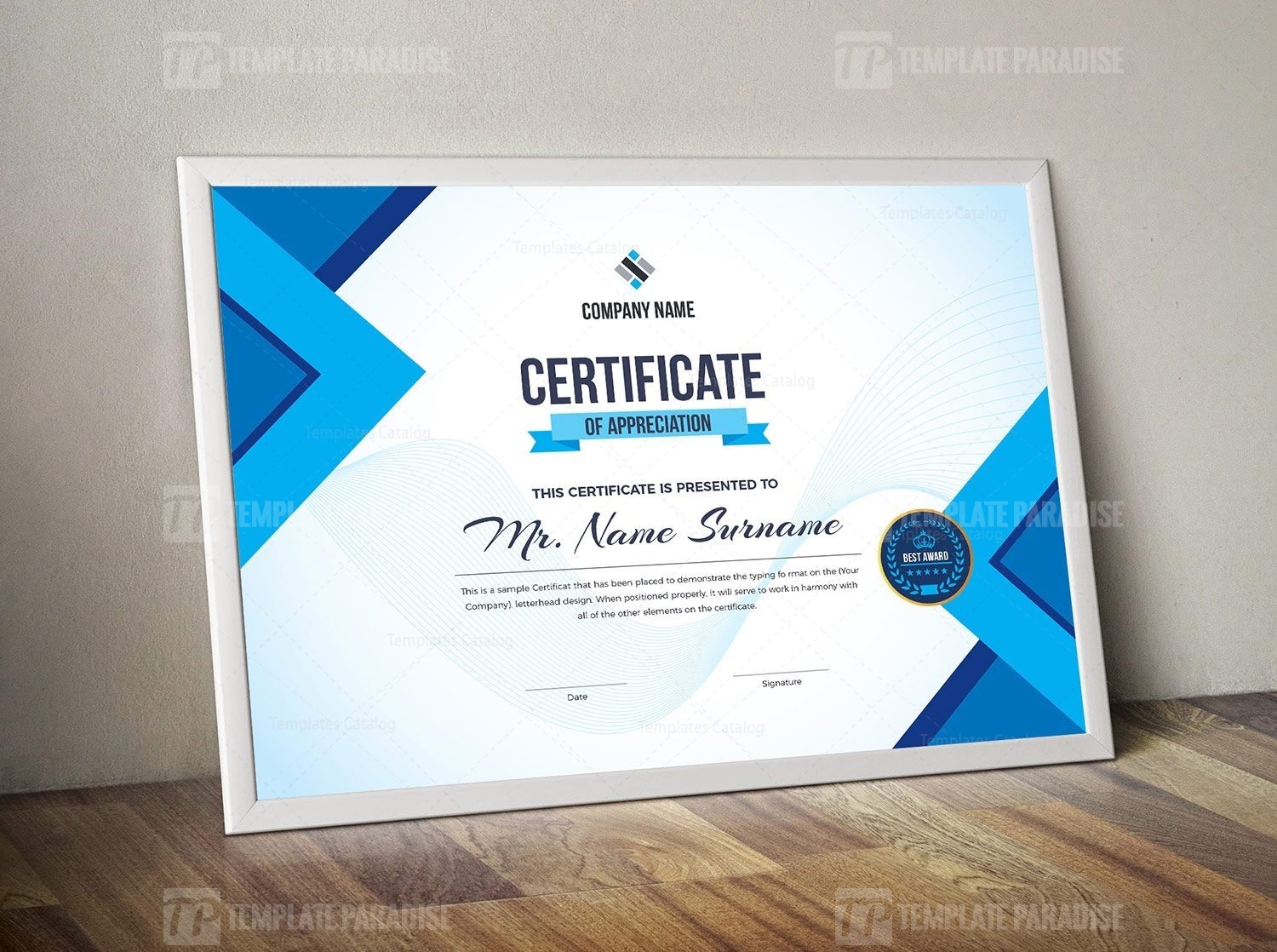 Editable Certificate Template - Template Paradise | Graphic Templates Store