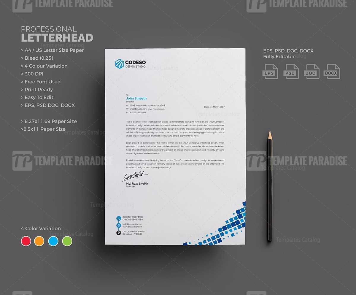 Letterhead Design Template - Template Paradise | Graphic Templates Store