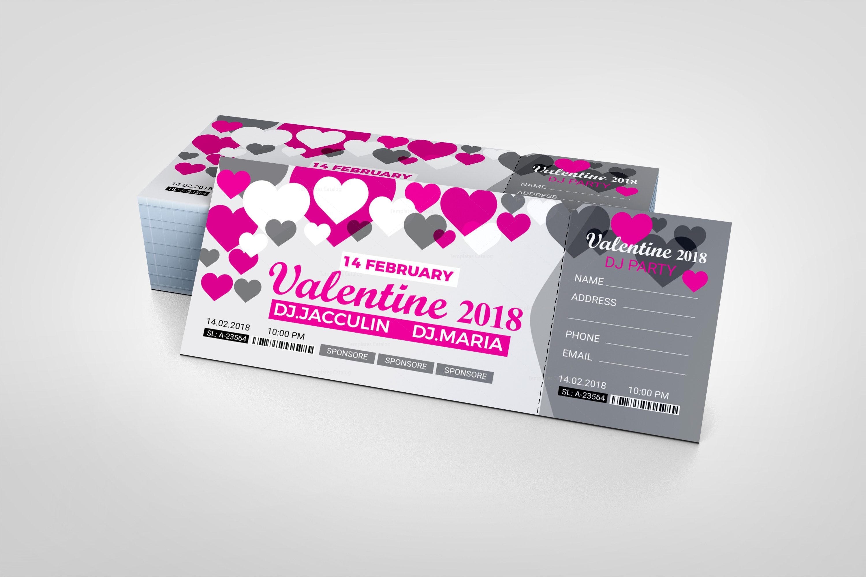 Valentine's Day Event Ticket Design Template - Template Paradise